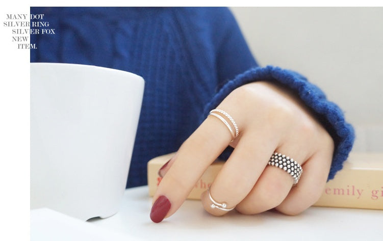 Silver Vintage dot ring unisex