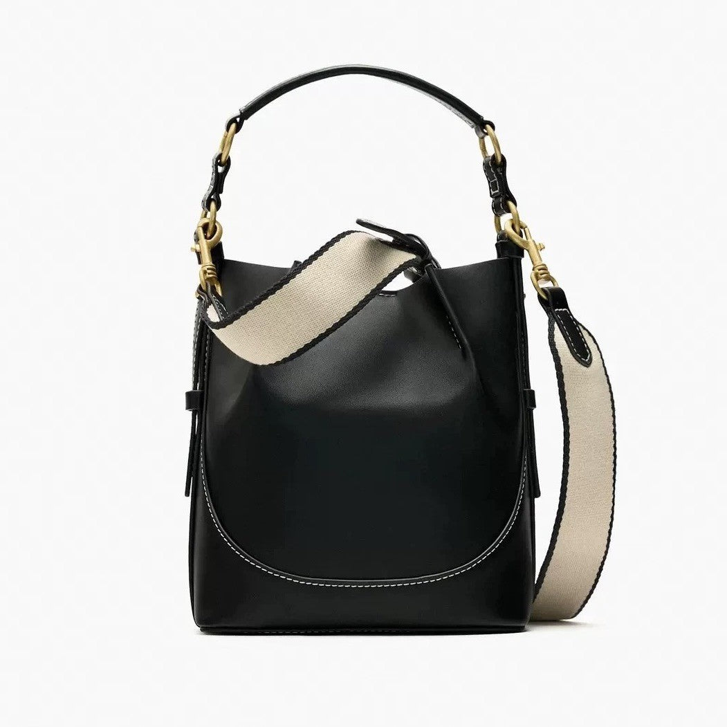 Drawstring Canvas One-shoulder Bucket Bag