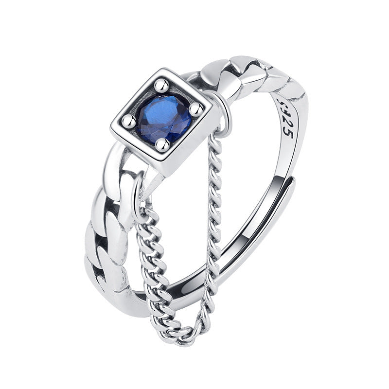S925 Silver Vintage Ring with Chain
