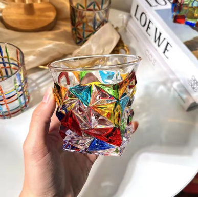 European Style New Enamel Whisky Glass With Colorful Woven Pattern