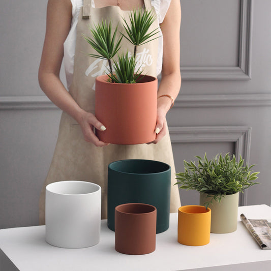 Colorful Ceramic Flowerpot With Tray