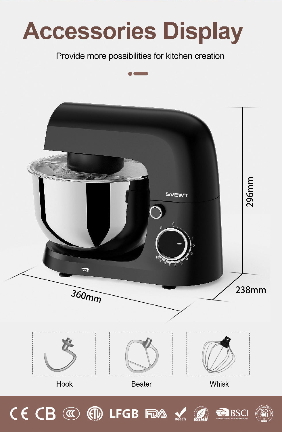 1500W Food Mixer Black