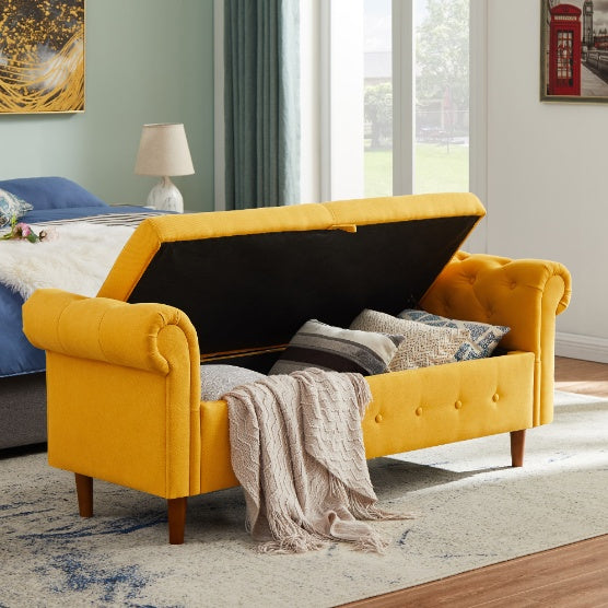 Yellow Multifunctional Storage Rectangular Sofa Stool