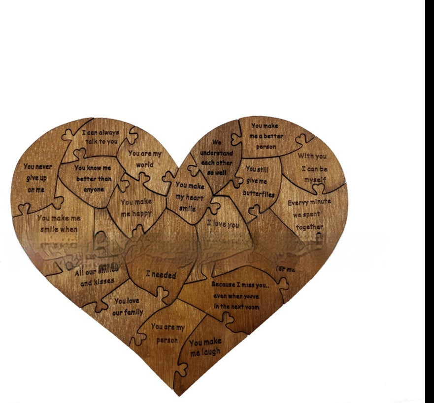 Wooden Heart Puzzle Romantic Love