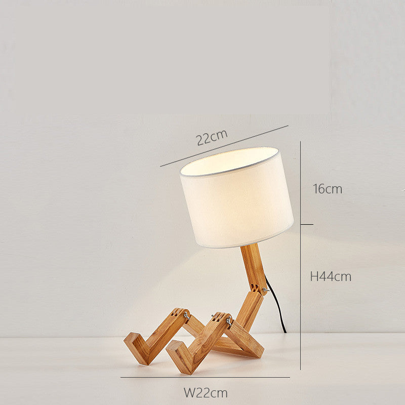 Robot Shaped Living Room Flexible Wooden Base LED Table Lamp Working Nordic Modern Learning or Bedroom Interior Decoration