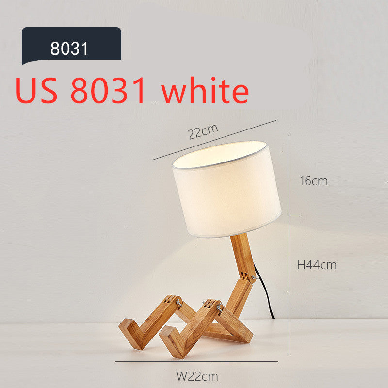 Robot Shaped Living Room Flexible Wooden Base LED Table Lamp Working Nordic Modern Learning or Bedroom Interior Decoration