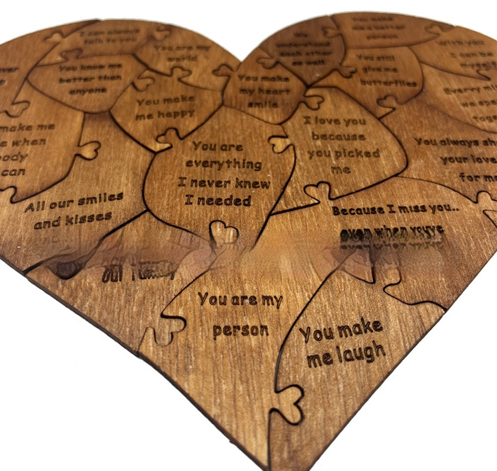 Wooden Heart Puzzle Romantic Love