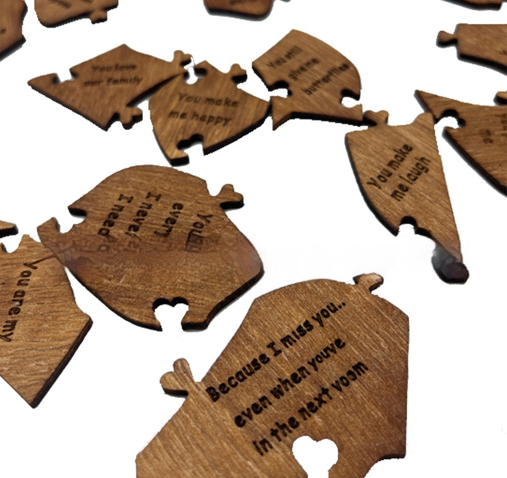 Wooden Heart Puzzle Romantic Love