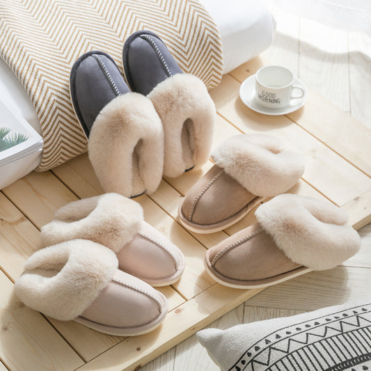 Suede cotton slippers