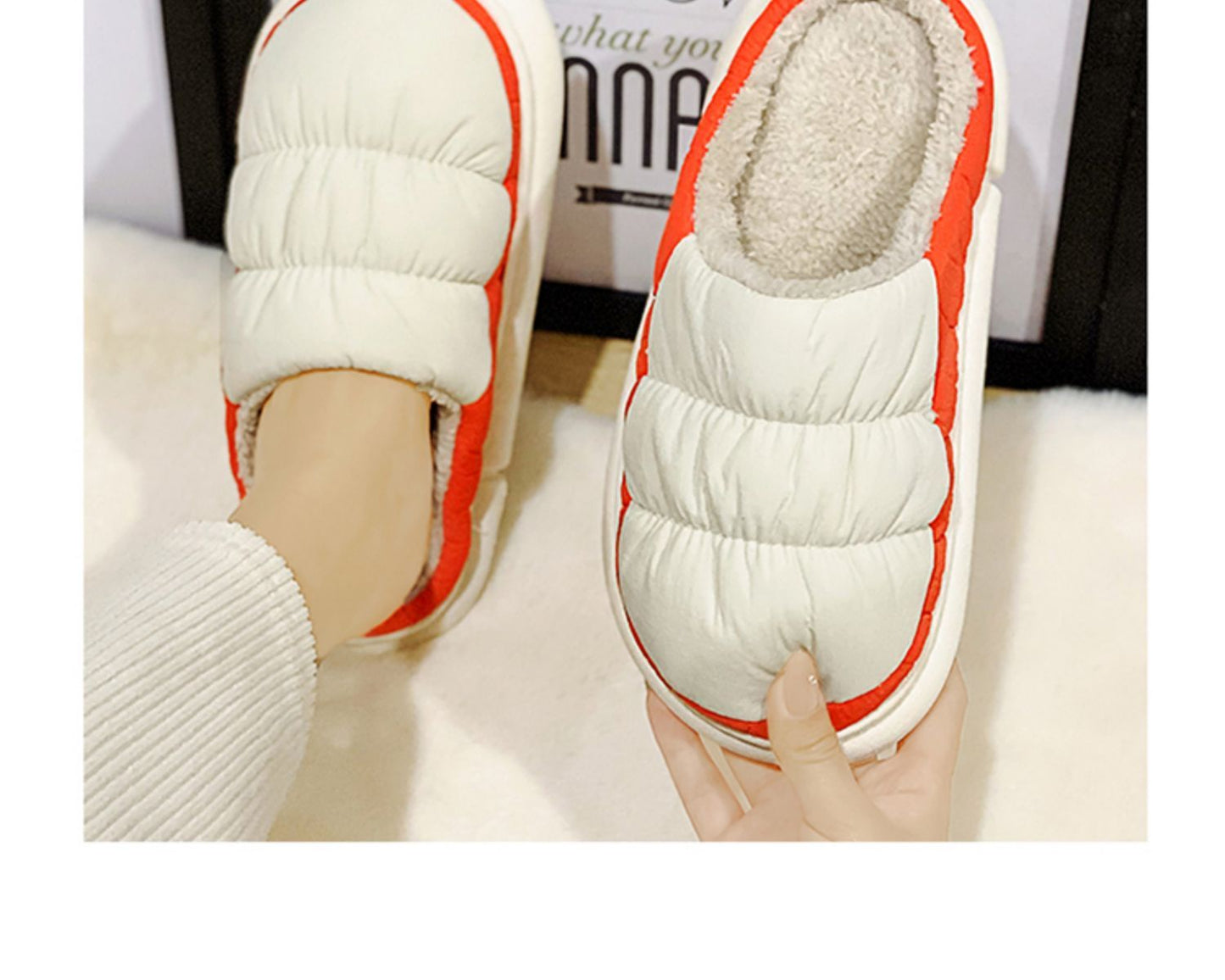 Men's Two Color Bedroom Plush Slippers