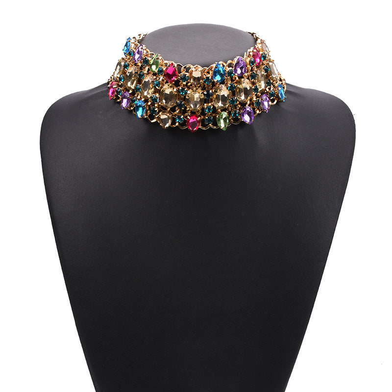 Color Water Drop Exaggerated Necklace Clavicle Chain Clothing Accessories