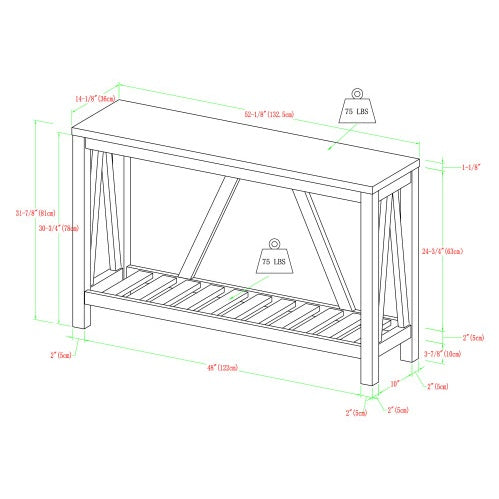 Farmhouse A-Frame Faux Marble Entry Table With Lower Shelf - Faux White Marble