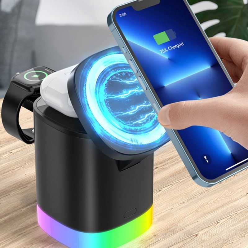 3 In 1 Magnetic Wireless Fast Charger For Smart Phone, Airpods & IWatch