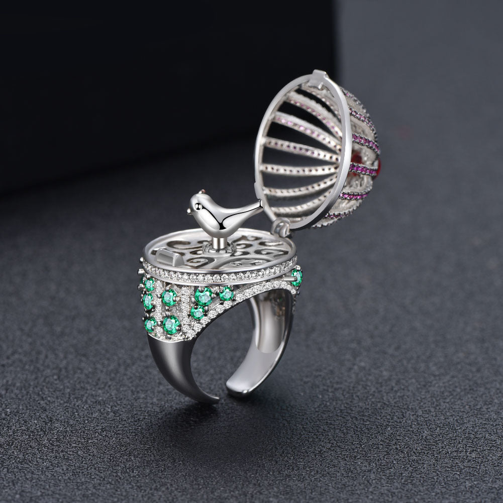 Creative Fantasy Birdcage Round House Ring