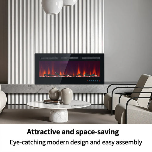 Glass Wall-mounted And Built-in Electric Fireplace