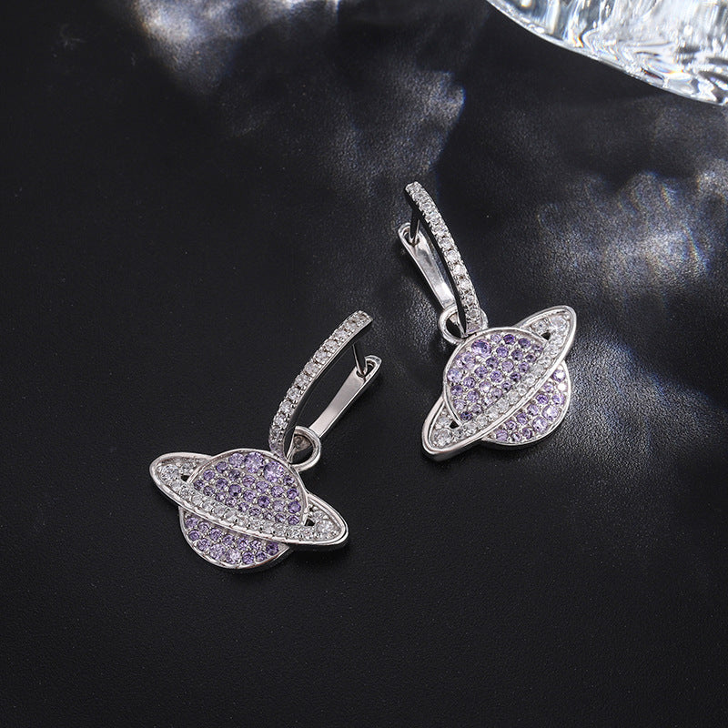 Purple Zircon Star Earrings