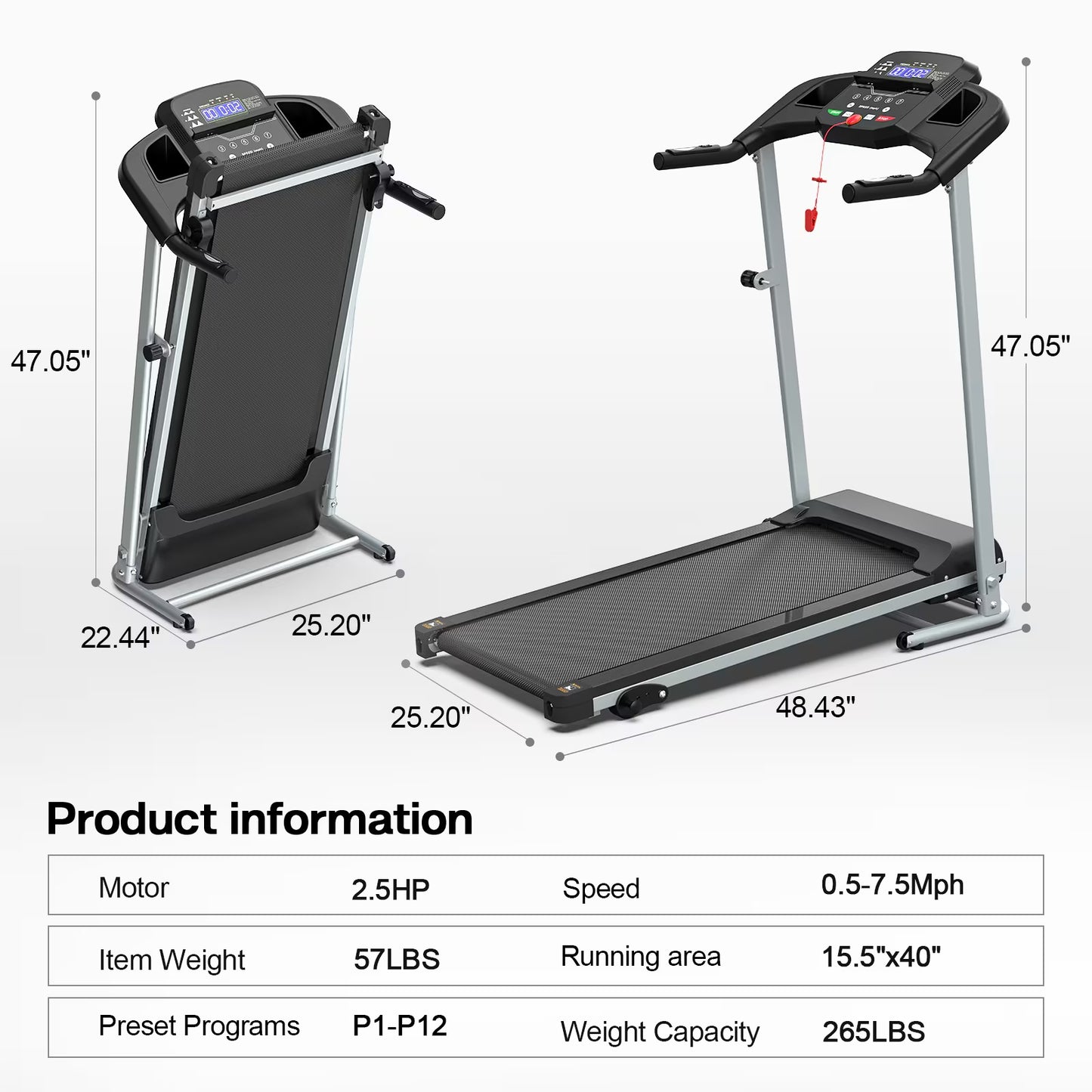 Home Folding Treadmill With Pulse Sensor