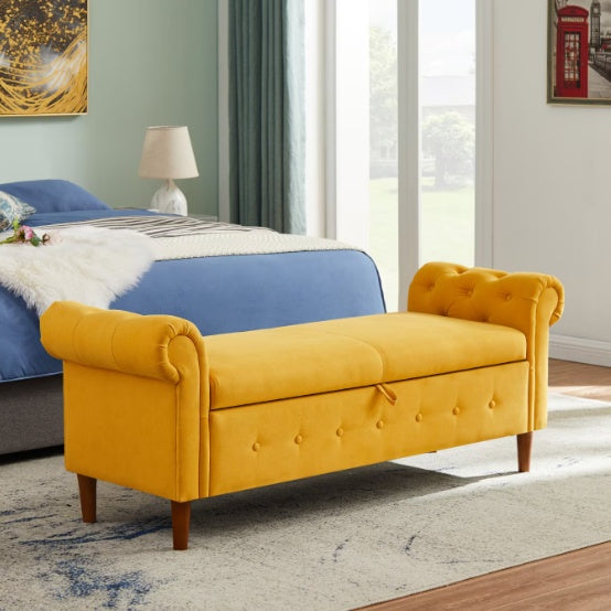 Yellow Multifunctional Storage Rectangular Sofa Stool