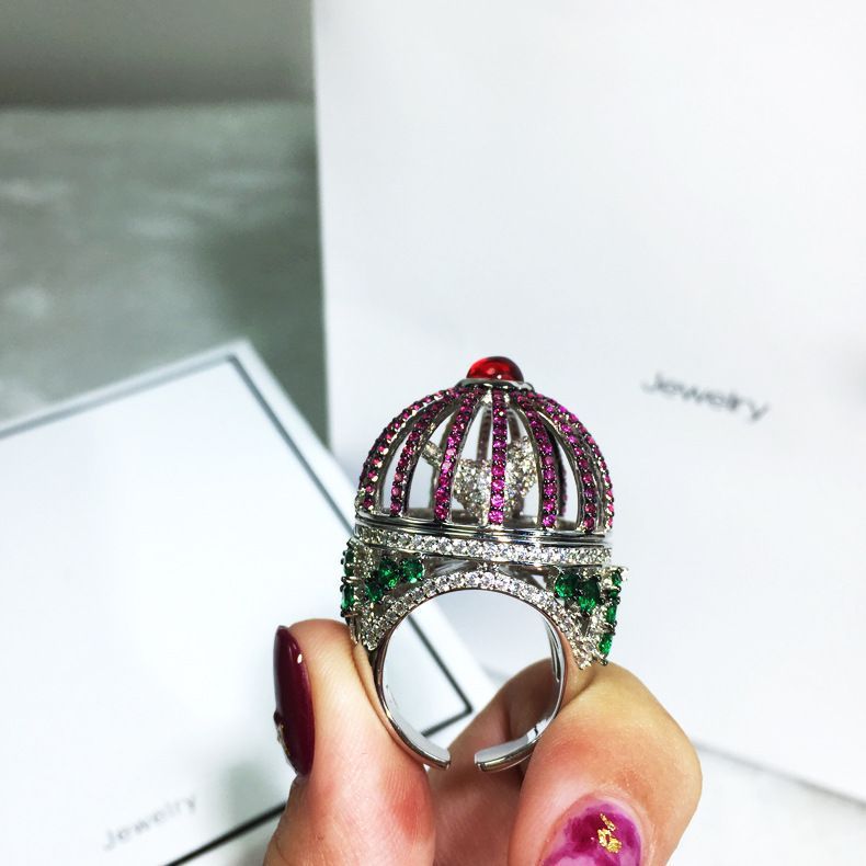 Creative Fantasy Birdcage Round House Ring