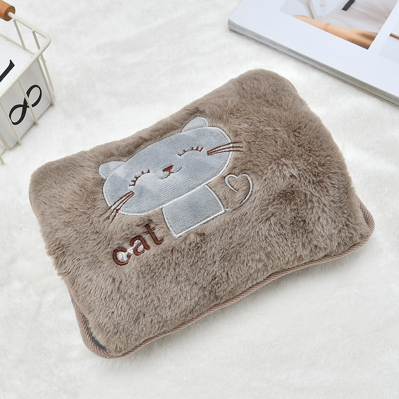 Embroidery Cat Charging Hot Water Bottle Cartoon