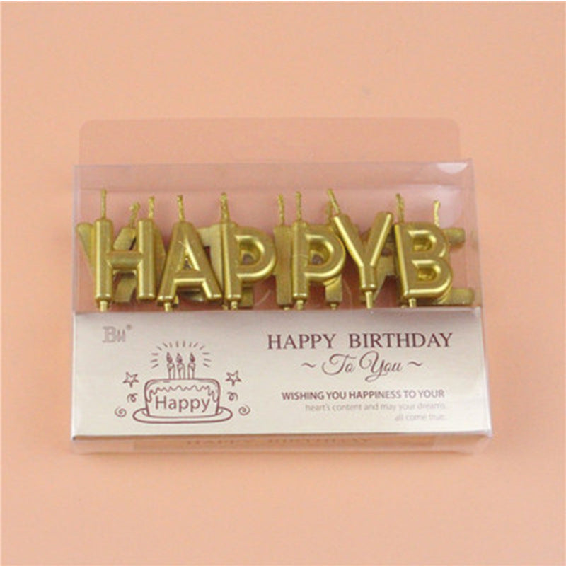 Tuhao Gold Letter Birthday Cake Candle Decoration