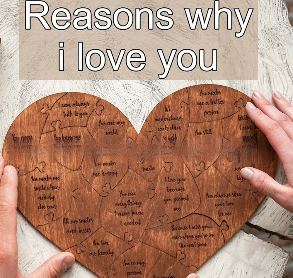 Wooden Heart Puzzle Romantic Love