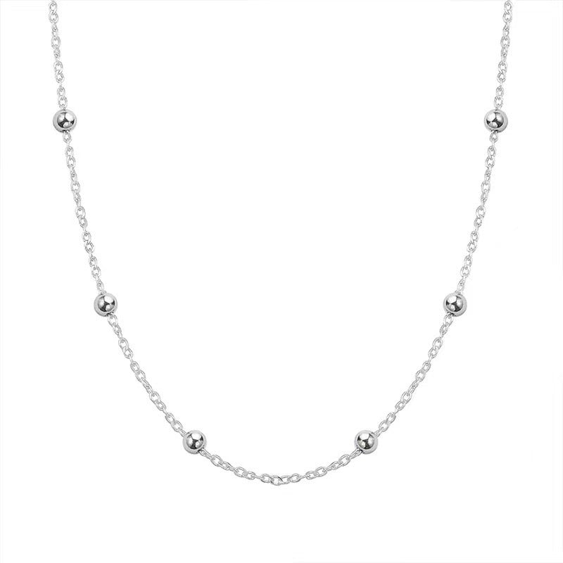 Round Beads Neckchain Unisex s925 Silver