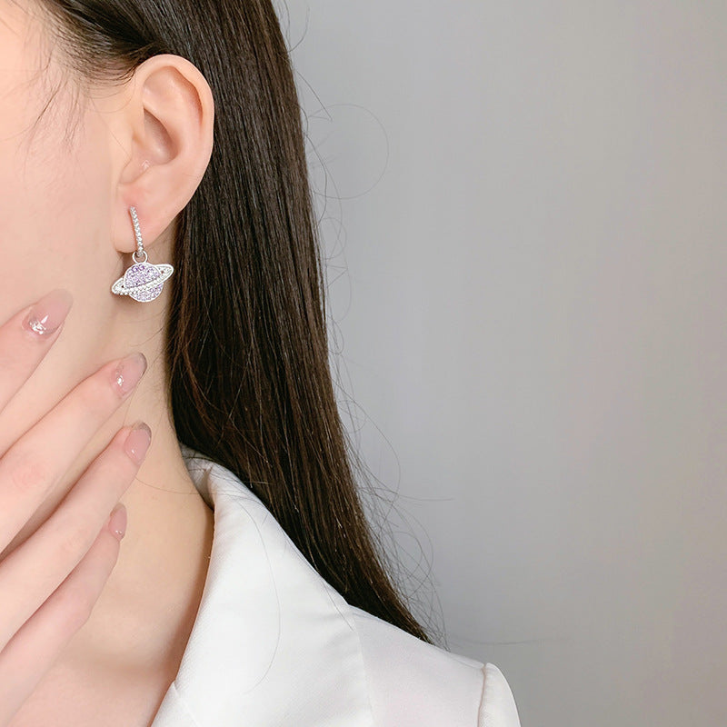 Purple Zircon Star Earrings