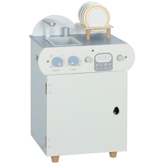 Wooden Dishwasher Playset, Kitchen Sink Toys With Faucet, Sink And Accessories