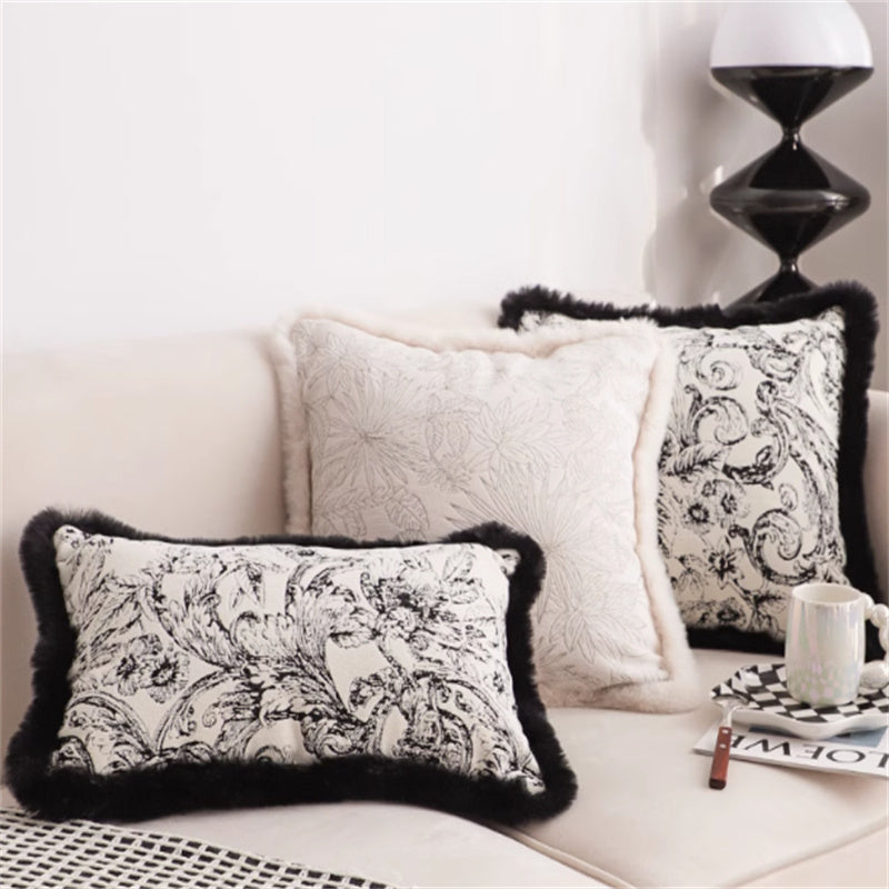 Jacquard Pillow Cover Lumbar Support Pillow