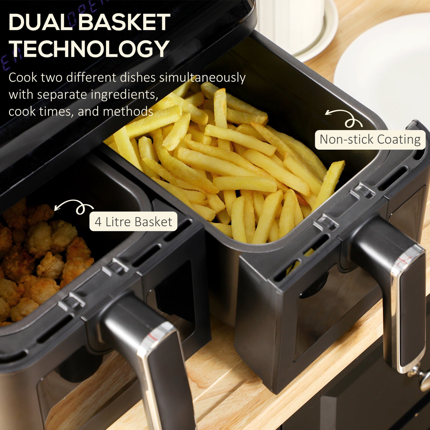 8L Dual Basket 8-in-1 Air Fryer Oven With Digital Display