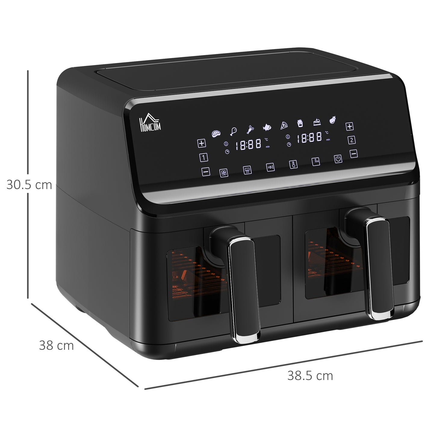 8L Dual Basket 8-in-1 Air Fryer Oven With Digital Display