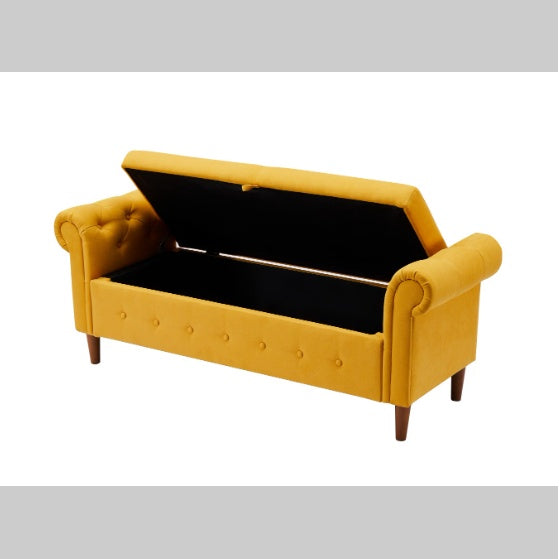 Yellow Multifunctional Storage Rectangular Sofa Stool