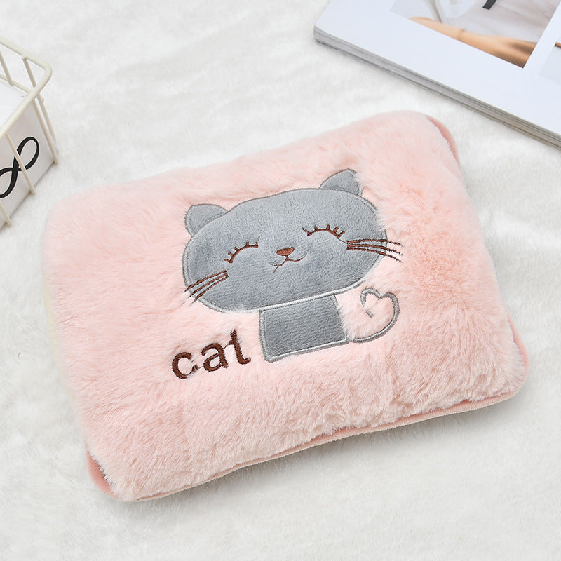 Embroidery Cat Charging Hot Water Bottle Cartoon