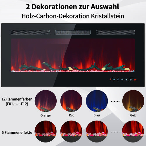 Glass Wall-mounted And Built-in Electric Fireplace