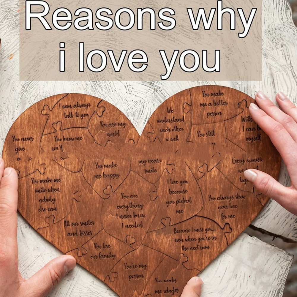 Wooden Heart Puzzle Romantic Love