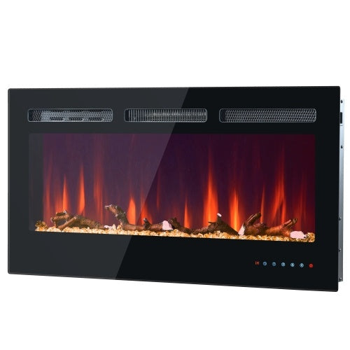 Glass Wall-mounted And Built-in Electric Fireplace