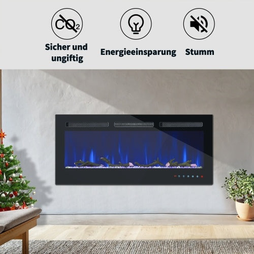 Glass Wall-mounted And Built-in Electric Fireplace