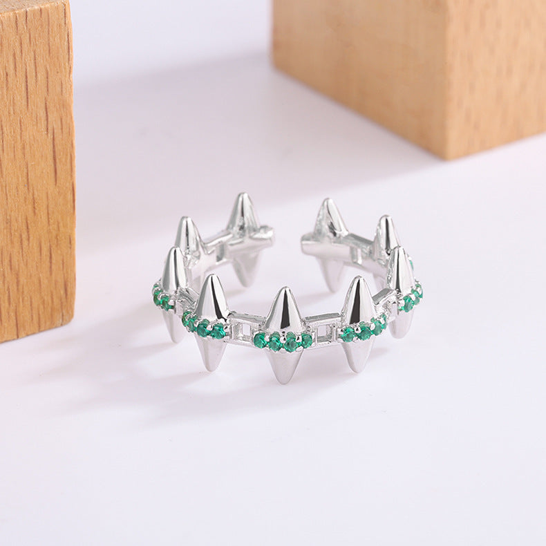 S925 Sterling Silver Emerald Crown Ring